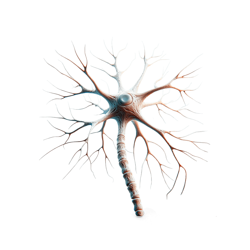 Detail einer Nervenzelle als Illustration mit feinen Nervenbahnen und Verästelungen für die MRT Diagnostik